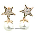 Hot Sale 2015 New Fashion Jewelry White Pearl Earings Star Design Earrings for Lady E6331